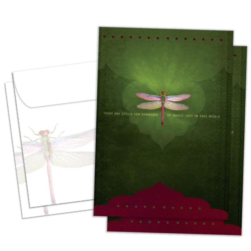 Tree-Free Greetings Magic Remnants Dragonfly All Occasion Cards - 2 Recycled 5x7 Cards & Matching Envelopes, Thick Cardstock, Sustainably Made in USA - Inspirational Art and Message - Image 1